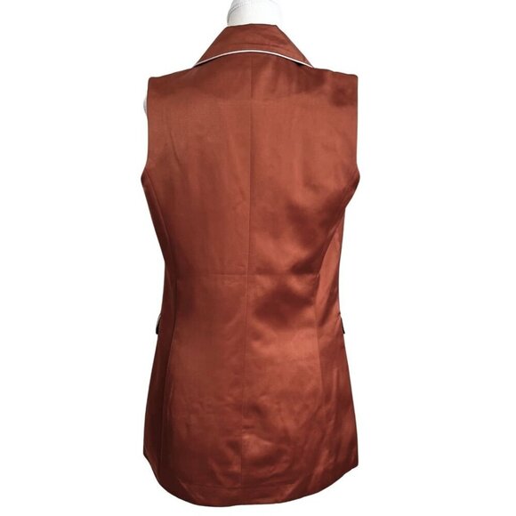 NWOT JASON WU COGNAC WHITE SATIN MID-LENGTH SLEEVELESS BLAZER-VEST - Picture 3 of 10